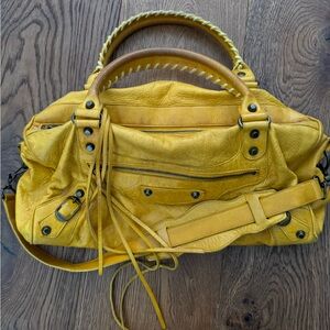 Gold Balenciaga Motorcycle Bag